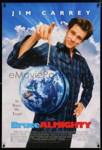 9x141 BRUCE ALMIGHTY DS 1sh '03 Jim Carrey in title role with the world on a string!