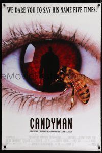 9x152 CANDYMAN 1sh '92 Clive Barker, creepy close-up image of bee in eyeball!