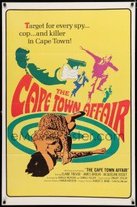 9x154 CAPE TOWN AFFAIR 1sh '67 Claire Trevor, James Brolin, cool psychedelic art & design!