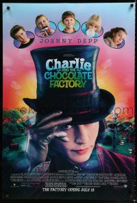 9x165 CHARLIE & THE CHOCOLATE FACTORY July 15 advance DS 1sh '05 Johnny Depp as Willy Wonka!