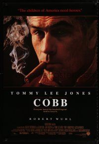 9x181 COBB 1sh '94 baseball, close-up of cigar smoking Tommy Lee Jones as Ty Cobb!
