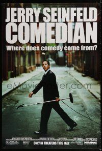 9x183 COMEDIAN advance 1sh '02 great image of Jerry Seinfeld walking across street with microphone!