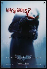 9x207 DARK KNIGHT teaser DS 1sh '08 Heath Ledger as the Joker, why so serious?