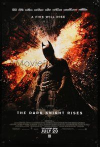 9x209 DARK KNIGHT RISES advance DS 1sh '12 Christian Bale as Batman, a fire will rise!