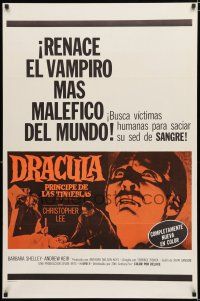 9x240 DRACULA PRINCE OF DARKNESS Spanish/U.S. 1sh '66 great image of vampire Christopher Lee!