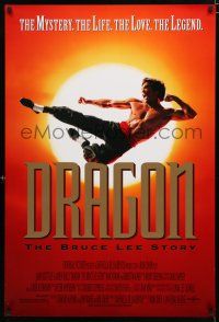 9x243 DRAGON: THE BRUCE LEE STORY 1sh '93 Bruce Lee bio, cool image of Jason Scott Lee!