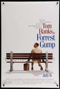9x289 FORREST GUMP advance DS 1sh '94 Tom Hanks waiting for the bus, Robert Zemeckis!