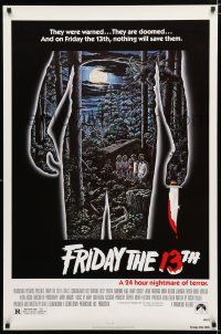 9x292 FRIDAY THE 13th 1sh R80s great Alex Ebel art, slasher classic, 24 hours of terror!
