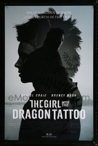 9x304 GIRL WITH THE DRAGON TATTOO advance DS 1sh '11 Daniel Craig, Rooney Mara in title role!