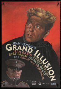 9x323 GRAND ILLUSION 1sh R99 Renoir's La Grande Illusion, anti-war classic, Erich von Stroheim