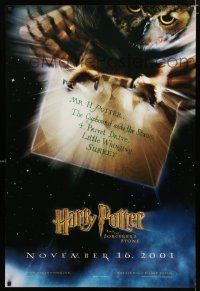 9x349 HARRY POTTER & THE PHILOSOPHER'S STONE teaser DS 1sh '01 Hedwig the owl carrying THE letter!