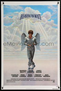9x351 HEAVEN CAN WAIT 1sh '78 Lettick art of angel Warren Beatty wearing sweats, football!