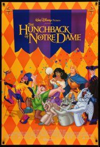 9x373 HUNCHBACK OF NOTRE DAME int'l DS 1sh '96 Walt Disney cartoon, cool checkerboard art!