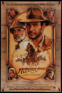 9x392 INDIANA JONES & THE LAST CRUSADE advance 1sh '89 art of Ford & Sean Connery by Drew!