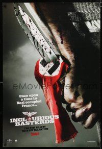 9x399 INGLOURIOUS BASTERDS teaser DS 1sh '09 Quentin Tarantino, bloody knife through Nazi flag!