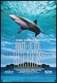9x408 ISLAND OF THE SHARKS DS 1sh '99 great image of shark flying over island!