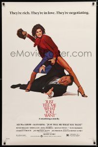 9x430 JUST TELL ME WHAT YOU WANT 1sh '80 wacky image of Ali MacGraw beating Alan King with purse!