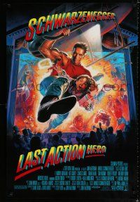 9x443 LAST ACTION HERO DS 1sh '93 cool artwork of Arnold Schwarzenegger by Morgan!