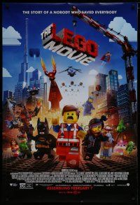 9x449 LEGO MOVIE advance DS 1sh '14 the story of a nobody who saved everybody!