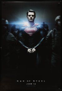 9x488 MAN OF STEEL teaser DS 1sh '13 Henry Cavill in the title role as Superman handcuffed!