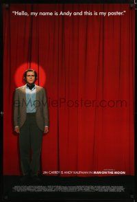 9x489 MAN ON THE MOON 1sh '99 Milos Forman, great image of Jim Carrey as Andy Kaufman on stage