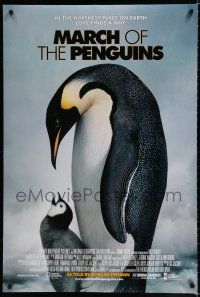 9x494 MARCH OF THE PENGUINS DS 1sh '05 Luc Jacquet, great image of baby w/parent!