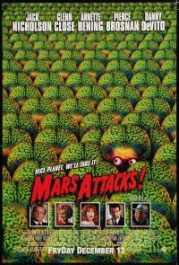 9x496 MARS ATTACKS! advance DS 1sh '96 directed by Tim Burton, great image of many alien brains!
