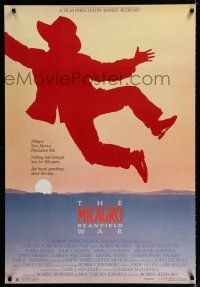 9x512 MILAGRO BEANFIELD WAR 1sh '88 directed by Robert Redford, John Alvin art of happy farmer!
