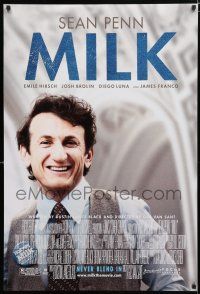 9x513 MILK DS 1sh '08 Gus Van Sant, close-up of Sean Penn in his Best Actor Academy role!