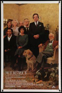 9x521 MOONSTRUCK style B 1sh '87 Nicholas Cage, Danny Aiello, Cher, great cast portrait!