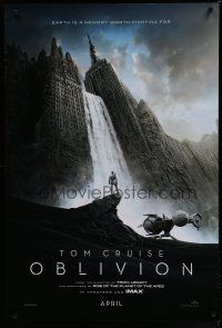 9x557 OBLIVION teaser DS 1sh '13 Morgan Freeman, image of Tom Cruise & waterfall in city!