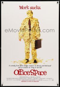 9x559 OFFICE SPACE style A advance DS 1sh '99 Mike Judge classic, Stephen Root covered in post-its!