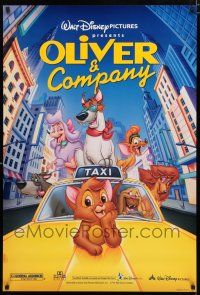 9x562 OLIVER & COMPANY DS 1sh R96 great art of Walt Disney cats & dogs in New York City!