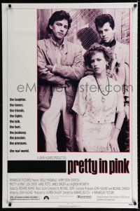 9x603 PRETTY IN PINK 1sh '86 great portrait of Molly Ringwald, Andrew McCarthy & Jon Cryer!