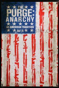 9x609 PURGE: ANARCHY July 18 teaser DS 1sh '14 Michael K. Williams, cool flag w/guns & weapons!