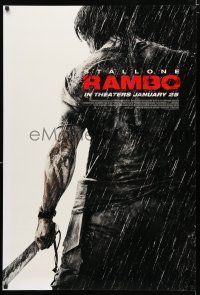 9x620 RAMBO int'l advance DS 1sh '08 Julie Benz, wildman Sylvester Stallone in title role w/knife!