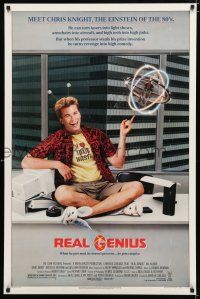 9x624 REAL GENIUS 1sh '85 Val Kilmer is the Einstein of the '80s, Jon Gries, sci-fi comedy!