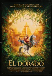 9x641 ROAD TO EL DORADO DS 1sh '00 Dreamworks cartoon, explorers on horse at the city of gold!