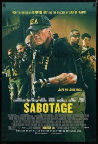 9x657 SABOTAGE advance DS 1sh '14 DEA agent Arnold Schwarzenegger, Terrence Howard!