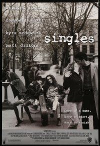 9x684 SINGLES 1sh '92 Matt Dillon, Bridget Fonda, Campbell Scott, Kyra Sedgwick!