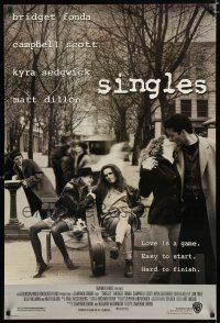 9x685 SINGLES DS 1sh '92 Matt Dillon, Bridget Fonda, Campbell Scott, Kyra Sedgwick!