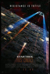 9x730 STAR TREK: FIRST CONTACT int'l advance DS 1sh '96 Jonathan Frakes, Patrick Stewart, Spiner!