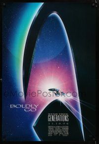 9x731 STAR TREK: GENERATIONS advance 1sh '94 cool sci-fi art of the Enterprise, Boldly Go!