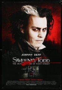 9x746 SWEENEY TODD THE DEMON BARBER OF FLEET STREET advance DS 1sh '07 c/u of Johnny Depp!
