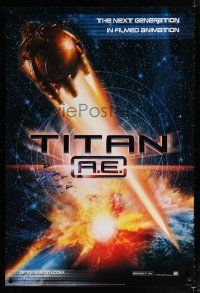 9x762 TITAN A.E. int'l teaser DS 1sh '00 Don Bluth sci-fi cartoon, get ready for the human race!