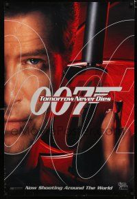 9x766 TOMORROW NEVER DIES teaser DS 1sh '97 Pierce Brosnan as James Bond 007 w/gun!