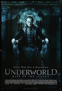 9x797 UNDERWORLD RISE OF THE LYCANS advance DS 1sh '09 Bill Nighy as Viktor on throne!