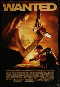 9x814 WANTED DS 1sh '08 sexy Angelina Jolie & James McAvoy with guns!