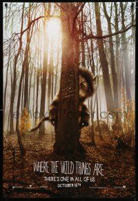 9x819 WHERE THE WILD THINGS ARE teaser DS 1sh '09 Spike Jonze, image of monster behind tree!
