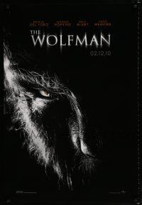 9x835 WOLFMAN teaser DS 1sh '10 cool image of Benicio Del Toro as monster in title role!